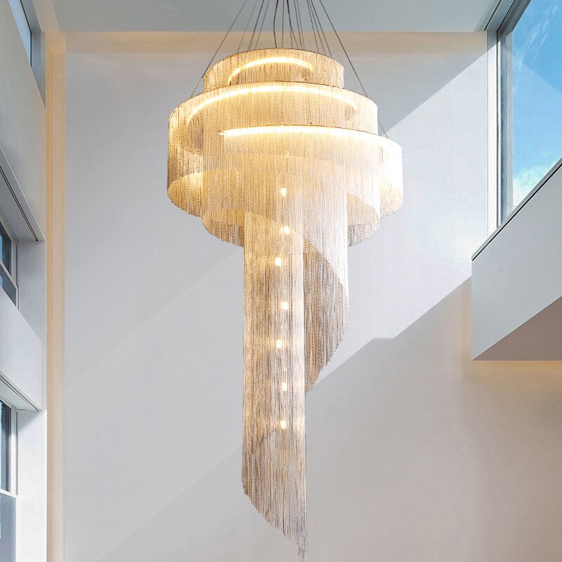 modern duplex building large chandelier light