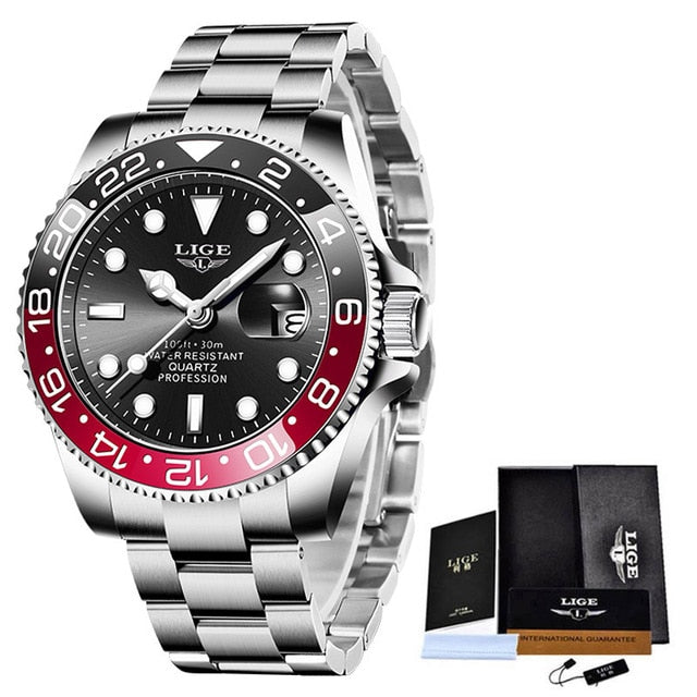 LIGE Top Brand Luxury Fashion Diver Watch Men