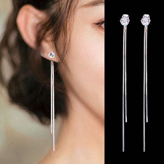 2020 New Gold Color Long Crystal Tassel Dangle Earrings for Women