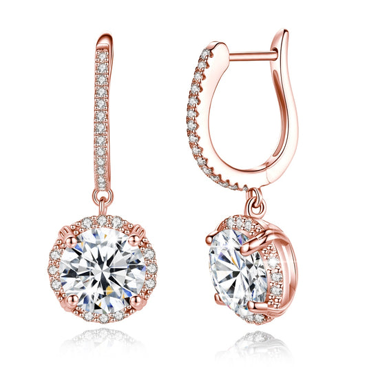 Luxury 4 Carat 8MM Moissanite Dangle Earrings For Women