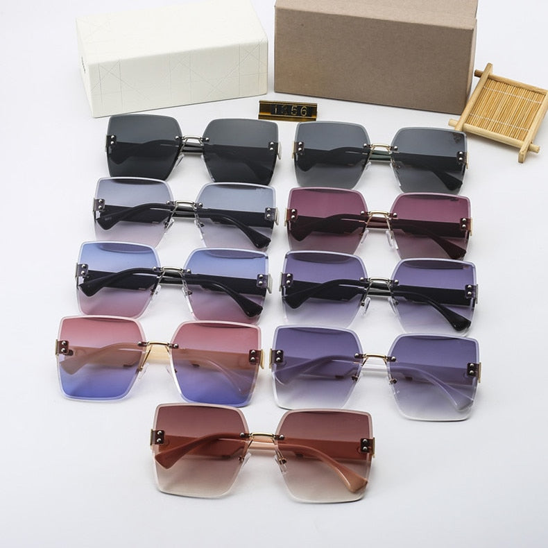 Fashion Luxury Brand Rimless Women Sunglasses