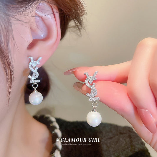 Luxury Zircon Pearl Drop Earrings For Women