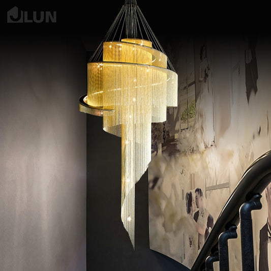 modern duplex building large chandelier light