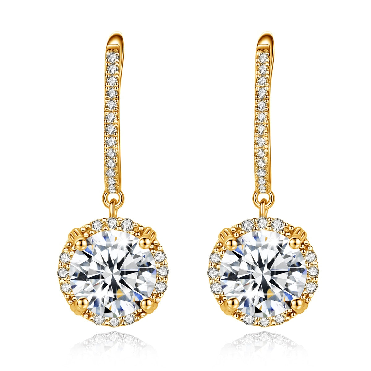 Luxury 4 Carat 8MM Moissanite Dangle Earrings For Women