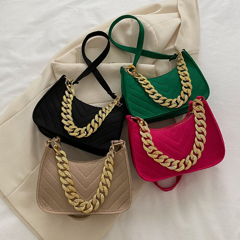 2022 New Casual Texture Retro Chain One Shoulder Underarm Bag